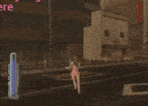 a video game shows a woman talking in front of a grocery store called yaoya