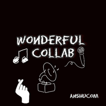 an advertisement for wonderful collab with a hand making a heart shape