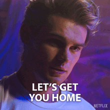 a man says let 's get you home in a purple background