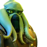 a cartoon octopus with a very large mouth and a very long tentacle