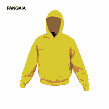 a yellow hoodie with the word pangaia on the top