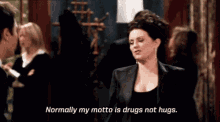 Normally My Motto GIF - Normally My Motto Drugs Not Hugs GIFs