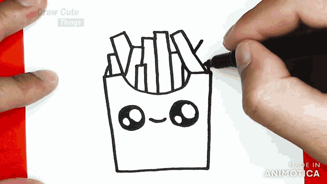 HOW TO DRAW CUTE FRIES ,STEP BY STEP, DRAW Cute things 