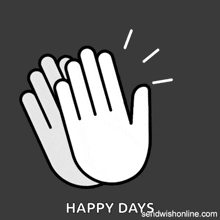 a happy days greeting card with a pair of hands