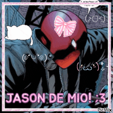 a picture of jason de mio with a pink bow