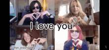 a group of people are making a heart shape with their hands and the words i love you