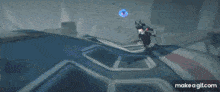 a person is flying through the air in a video game while wearing a helmet .