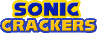 the logo for the video game sonic crackers is blue and yellow