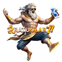 a statue of a man holding a cell phone with the words " ratuular 77 " below him