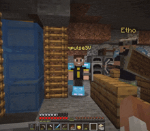 a man in a minecraft game with the name pulse5v above him