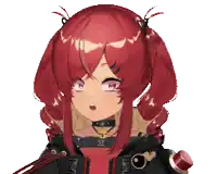 a girl with red hair is wearing a black jacket