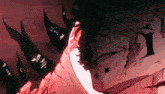 a close up of a person 's face with a sword coming out of it