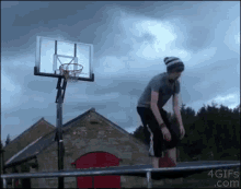 Trick Shot GIF - Trampoline Basketball Fail GIFs