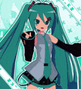 a drawing of hatsune miku with the letters kn on the bottom