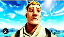 a cartoon character with a tear running down his nose