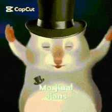 a hamster wearing a top hat with the words marjinal ajans written on it