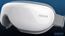 a pair of renpho smart health simplified eye masks on a blue background