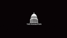 the logo for the federation is a silhouette of a building with a dome and columns on a black background .