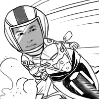 a black and white drawing of a man riding a motorcycle .