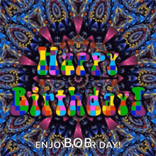 a colorful birthday card with the words happy birthday