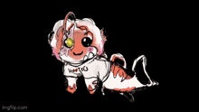a drawing of a fish wearing a hooters t-shirt