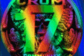 a rainbow colored circle with the number seven on it