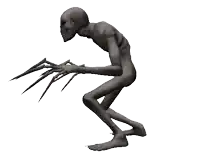 a 3d rendering of a naked monster with a skull on its head