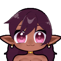a cartoon drawing of a girl with purple hair