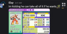 elsy is kidding he can take all of it if he wants while playing pokemon skills