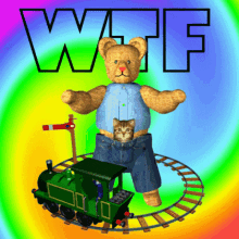 Wtf Toy Train GIF - Wtf Toy Train Naughty Teddy Bear GIFs