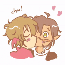 a drawing of a couple kissing with the word cha written on the bottom right