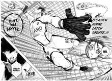 a black and white drawing of a soccer player with the words " rin 's was better " on it