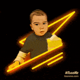 a cartoon of a baby with a lightning bolt behind him and the website toonme.com