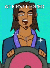 a cartoon of a man driving a car with the words `` at first i lol 'ed '' on the bottom .