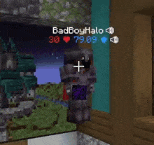 a minecraft character is standing in front of a window with a sword in his hand .