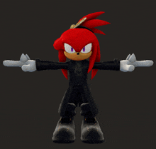 a cartoon character with red hair and purple eyes