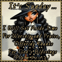 a picture of a doll with the words it 's sunday on it