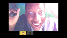 a man with a surprised look on his face is talking on a video call