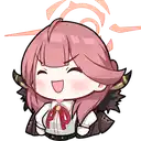 a cartoon of a girl with pink hair and a bow tie is smiling .