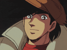 a close up of a man wearing a hat