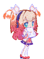 a cartoon drawing of a girl wearing headphones holding a tablet