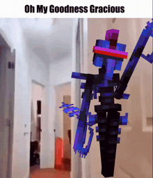 a picture of a minecraft character with the words oh my goodness gracious
