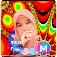 a picture of a woman with mozu family written on the bottom
