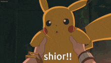 a cartoon character with the word shior written on the bottom