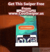 a phone screen that says get this swiper free from www.coolswiper.us