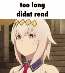 a picture of a girl with the words " too long didnt read " above her