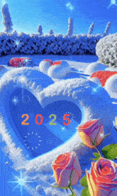 a picture of a heart shaped clock with the year 2025 on it