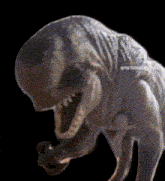 a close up of a dinosaur 's head with its mouth open