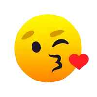 a smiley face is blowing a kiss with a red heart behind it