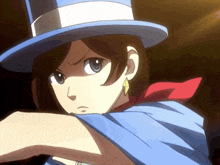 a cartoon character wearing a blue top hat and blue cape